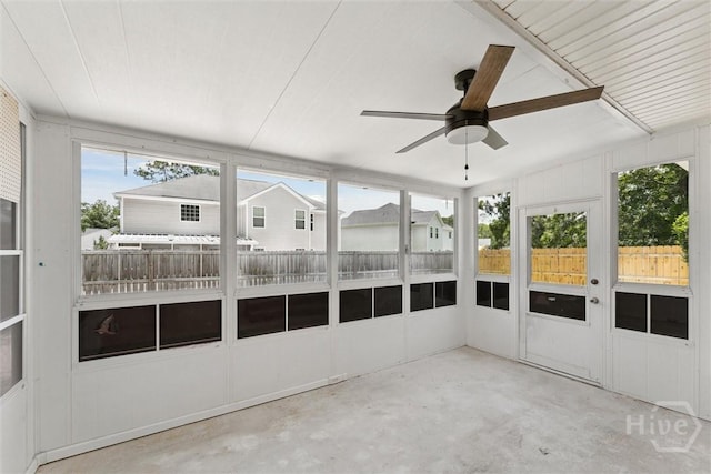 413 Roberts Way, Rincon, GA 31326 - unfurnished sunroom featuring ceiling fan