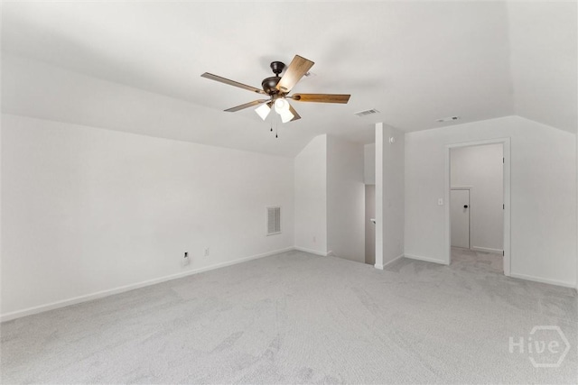 413 Roberts Way, Rincon, GA 31326 - additional living space featuring vaulted ceiling, light colored carpet, and a ceiling fan