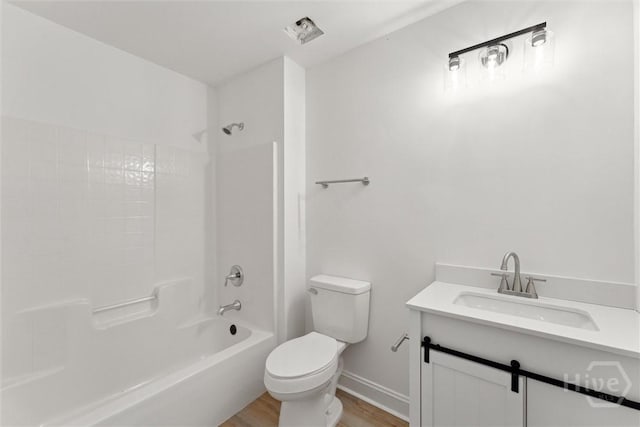 413 Roberts Way, Rincon, GA 31326 - bathroom with wood finished floors, shower / washtub combination, and vanity