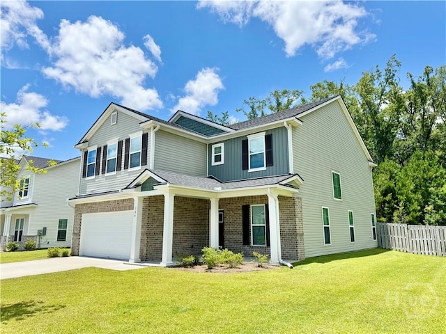 134 Melody Dr, Pooler, GA 31322 - craftsman inspired home with a garage, concrete driveway, board and batten siding, and brick siding