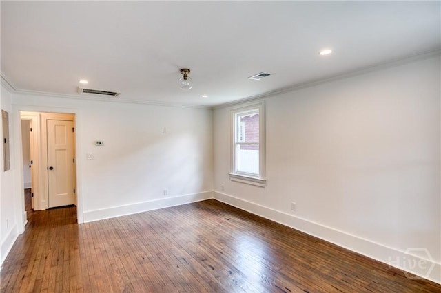 2125 Atlantic Ave, Savannah, GA 31401 - spare room with crown molding, dark wood finished floors, and recessed lighting