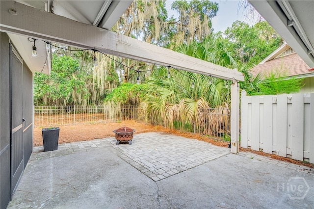 9 Bowline Ct, Savannah, GA 31411 - view of patio featuring an outdoor fire pit