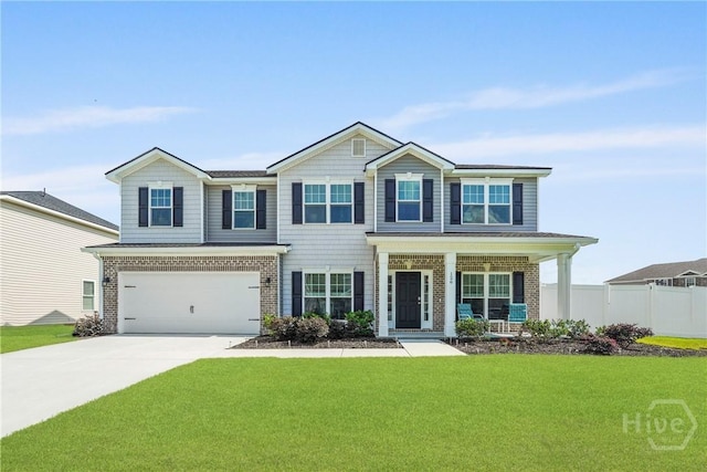 126 Chalk Farm Way, Bloomingdale, GA 31302 - view of front of house featuring concrete driveway, covered porch, brick siding, and a garage