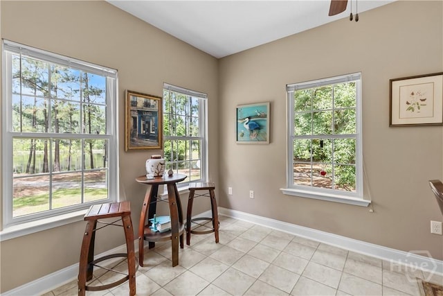 287 Sandpiper Rd, Midway, GA 31320 - home office with a ceiling fan, plenty of natural light, and light tile patterned floors