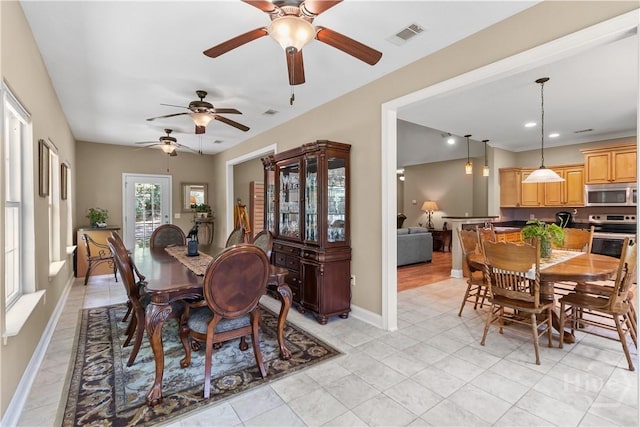 287 Sandpiper Rd, Midway, GA 31320 - dining area with ceiling fan and baseboards