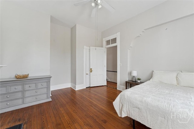 2309 Whitaker St, Savannah, GA 31401 - bedroom with wood-type flooring and a ceiling fan