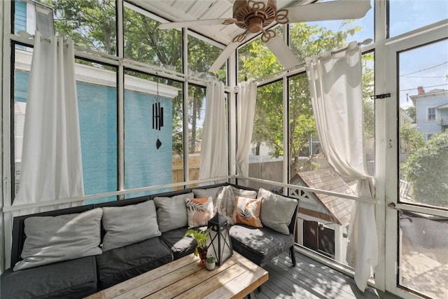 2309 Whitaker St, Savannah, GA 31401 - sunroom / solarium with a ceiling fan and an outdoor hangout area