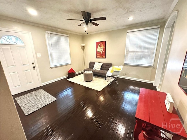 2210 Mosley St, Savannah, GA 31404 - entrance foyer featuring wood-type flooring, a ceiling fan, and crown molding