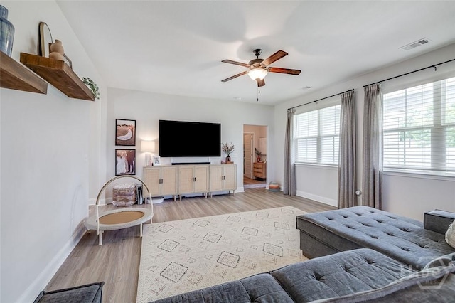 106 Cobbleton Dr, Rincon, GA 31326 - living area featuring light wood-style flooring and a ceiling fan