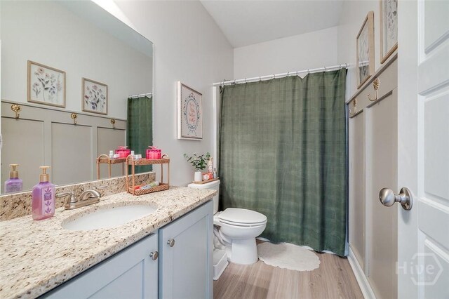106 Cobbleton Dr, Rincon, GA 31326 - full bathroom with wood finished floors, vanity, and curtained shower