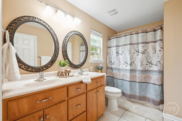 275 Carter St, Richmond Hill, GA 31324 - bathroom featuring double vanity, tile patterned flooring, and a shower with curtain