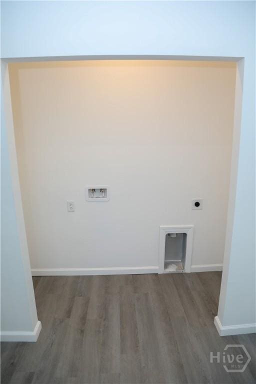 238 Millen St, Savannah, GA 31415 - laundry area featuring hookup for an electric dryer, wood finished floors, and hookup for a washing machine
