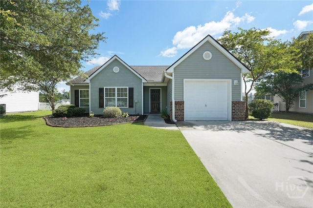 31 Cottingham Way, Pooler, GA 31322 - single story home with a garage, driveway, a front yard, and brick siding