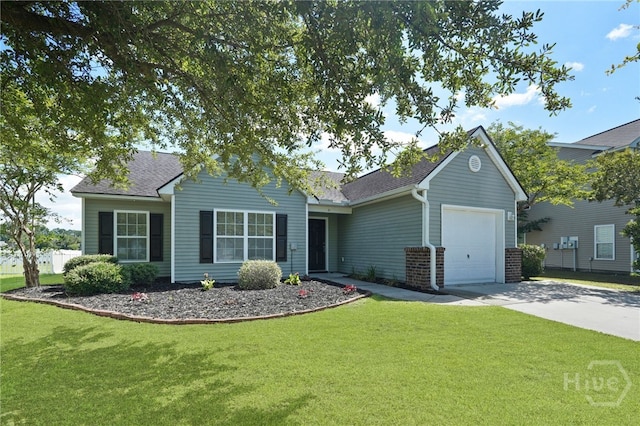 31 Cottingham Way, Pooler, GA 31322 - ranch-style home with driveway, an attached garage, a front lawn, and a shingled roof