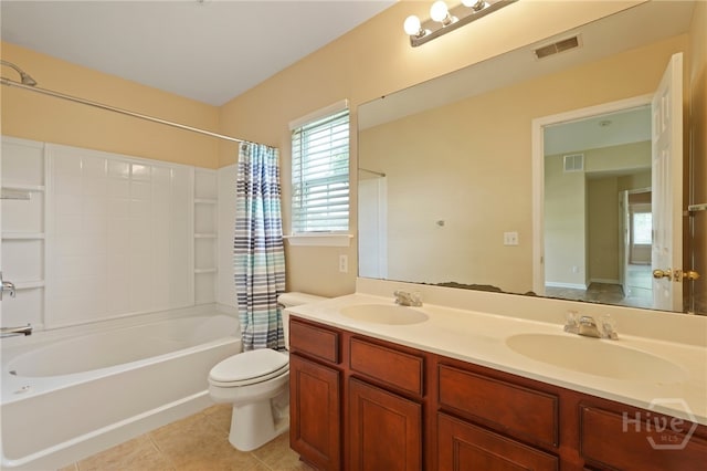 31 Cottingham Way, Pooler, GA 31322 - full bathroom featuring shower / bath combination with curtain, double vanity, and tile patterned flooring