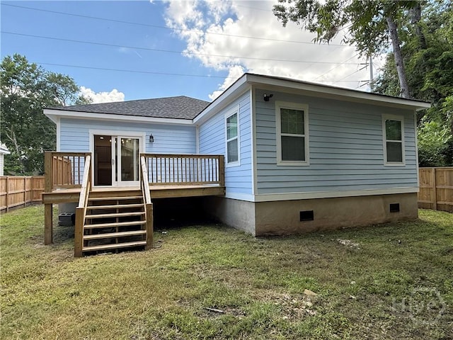 2310 Coakley St, Savannah, GA 31404 - back of house with crawl space, a deck, and a shingled roof