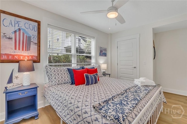 13 Izlar Ave, Tybee Island, GA 31328 - bedroom featuring light wood-style flooring and a ceiling fan