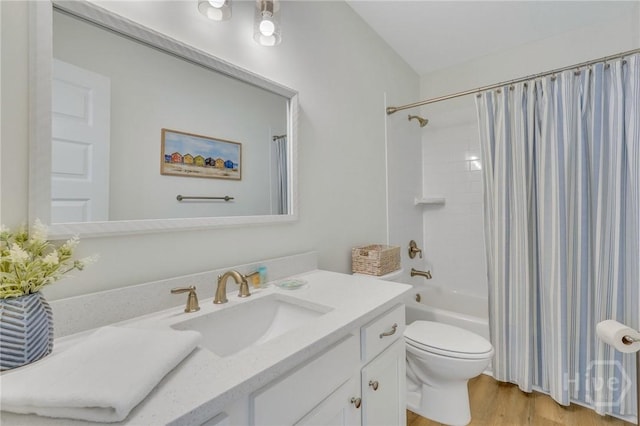13 Izlar Ave, Tybee Island, GA 31328 - full bathroom featuring vanity, shower / bath combination with curtain, and wood finished floors