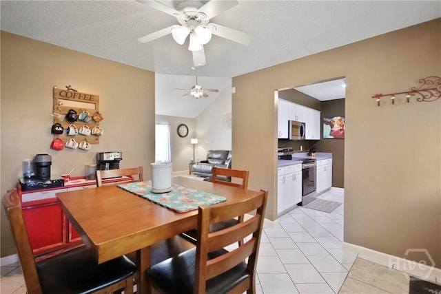 340 Hunters Branch Dr, Allenhurst, GA 31301 - dining room with ceiling fan and light tile patterned floors