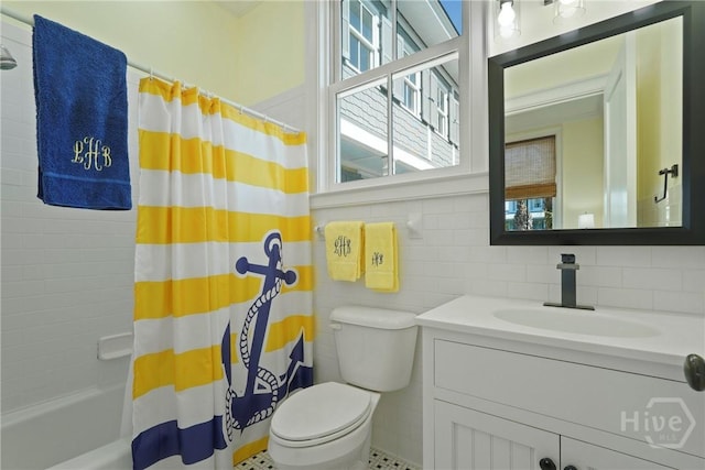 3 Palmwood Ct, Tybee Island, GA 31328 - bathroom with vanity, shower / bath combo, and tasteful backsplash