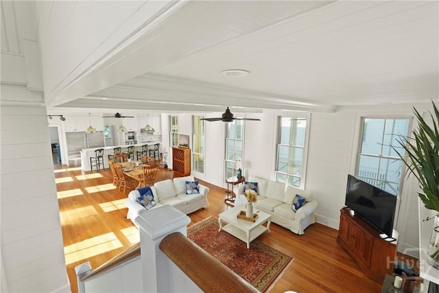 3 Palmwood Ct, Tybee Island, GA 31328 - living area featuring ceiling fan and wood finished floors