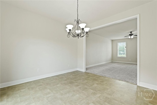 153 Whirlwind Way, Guyton, GA 31312 - spare room with a chandelier, ceiling fan, and light floors