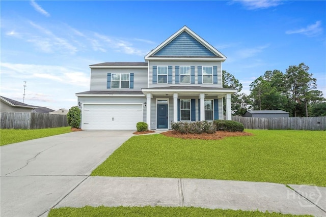 153 Whirlwind Way, Guyton, GA 31312 - traditional-style house with concrete driveway, an attached garage, and covered porch