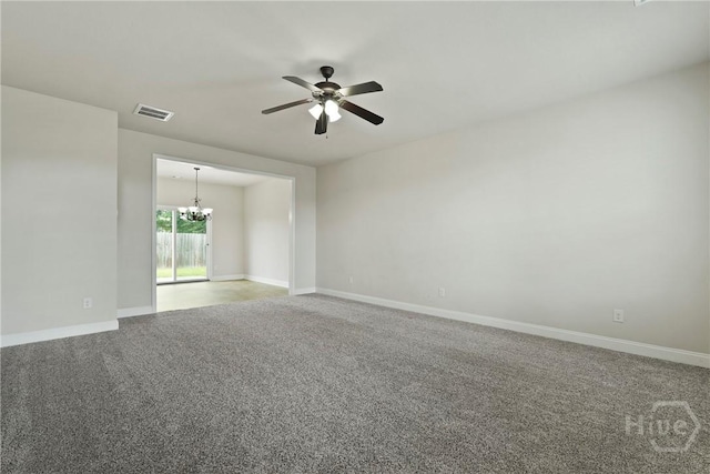 153 Whirlwind Way, Guyton, GA 31312 - unfurnished room featuring a chandelier, a ceiling fan, and light colored carpet