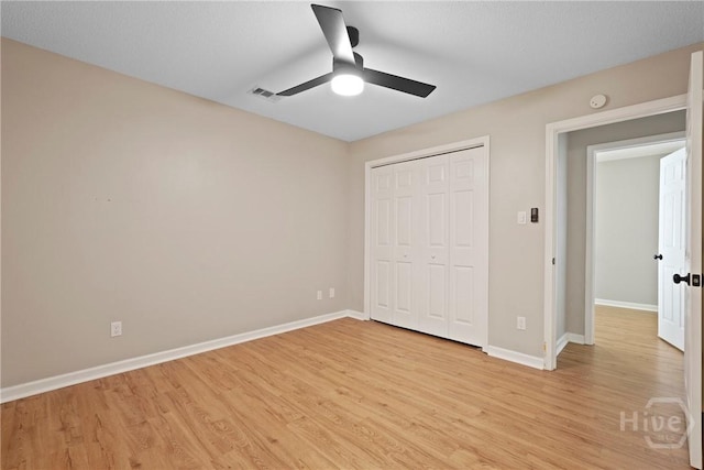 7305 Leghorn St, Savannah, GA 31406 - unfurnished bedroom featuring light wood-type flooring, a closet, and ceiling fan