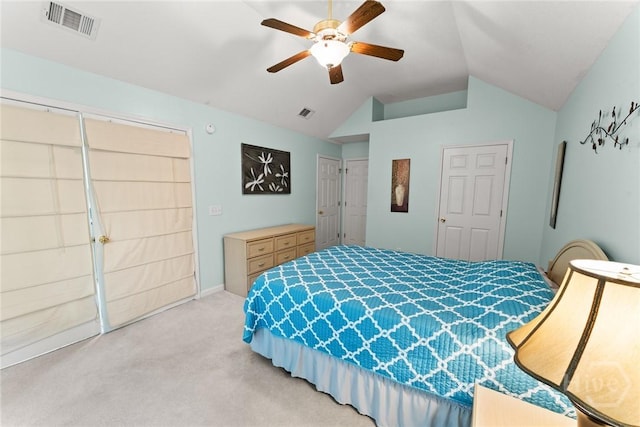 178 Junco Way, Savannah, GA 31419 - bedroom featuring vaulted ceiling, light colored carpet, and a ceiling fan