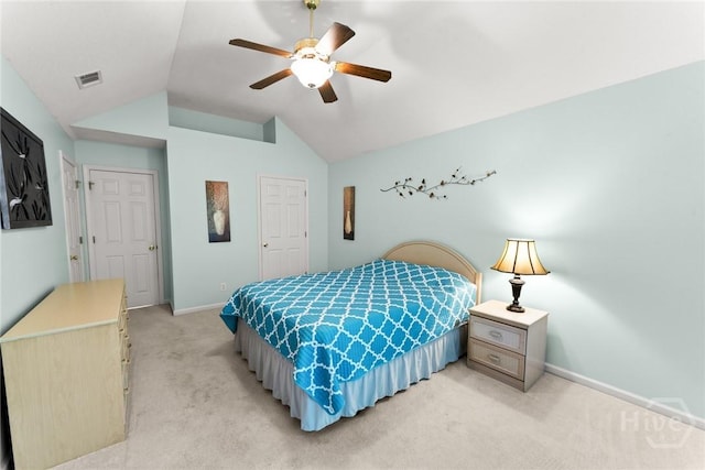 178 Junco Way, Savannah, GA 31419 - bedroom with vaulted ceiling, light carpet, and ceiling fan