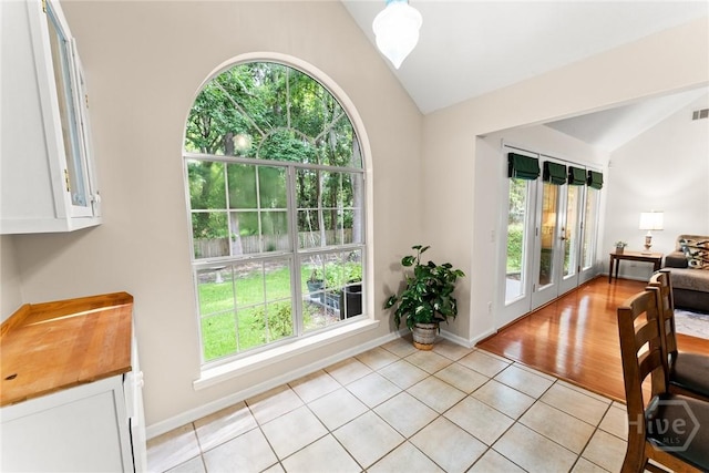 178 Junco Way, Savannah, GA 31419 - dining space featuring vaulted ceiling and light tile patterned floors