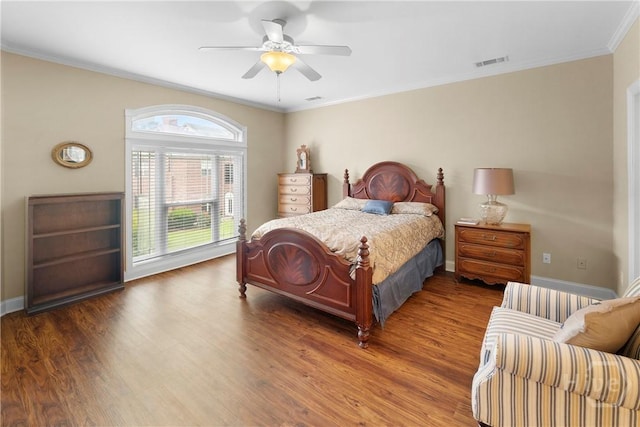 903 River Oaks Dr Unit 903, Richmond Hill, GA 31324 - bedroom with wood finished floors, ornamental molding, and a ceiling fan