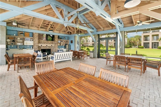 903 River Oaks Dr Unit 903, Richmond Hill, GA 31324 - view of patio / terrace featuring a gazebo, ceiling fan, and outdoor dining area