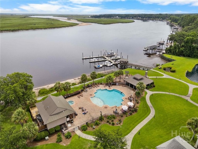 903 River Oaks Dr Unit 903, Richmond Hill, GA 31324 - drone / aerial view of a nearby body of water and a pool