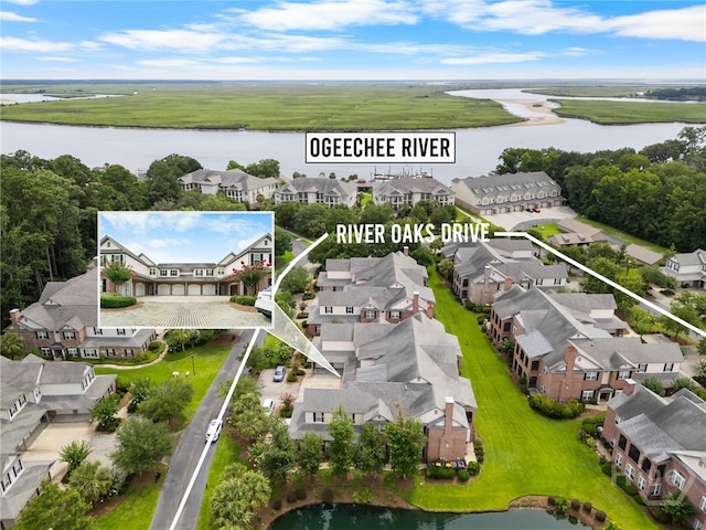903 River Oaks Dr Unit 903, Richmond Hill, GA 31324 - aerial perspective of suburban area with a large body of water and property boundaries highlighted