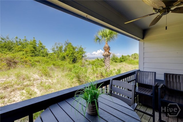 1217 Bay St Unit 109B, Tybee Island, GA 31328 - balcony featuring a ceiling fan