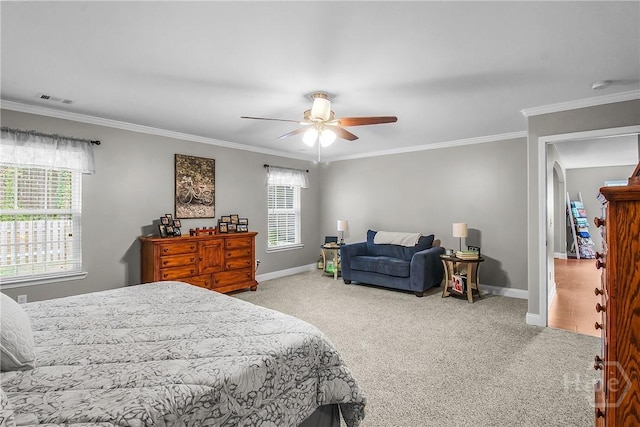 161 Laurel Ln, Guyton, GA 31312 - carpeted bedroom featuring crown molding and a ceiling fan
