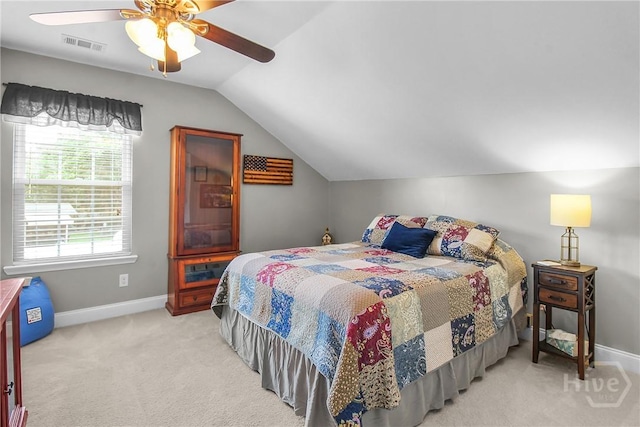 161 Laurel Ln, Guyton, GA 31312 - carpeted bedroom featuring vaulted ceiling and a ceiling fan