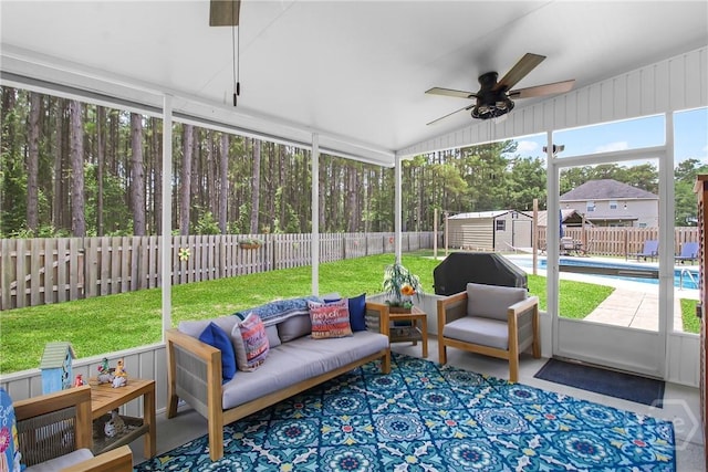 161 Laurel Ln, Guyton, GA 31312 - sunroom / solarium with an outdoor living space and ceiling fan