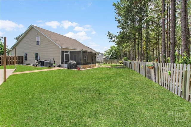 161 Laurel Ln, Guyton, GA 31312 - fenced backyard featuring a sunroom