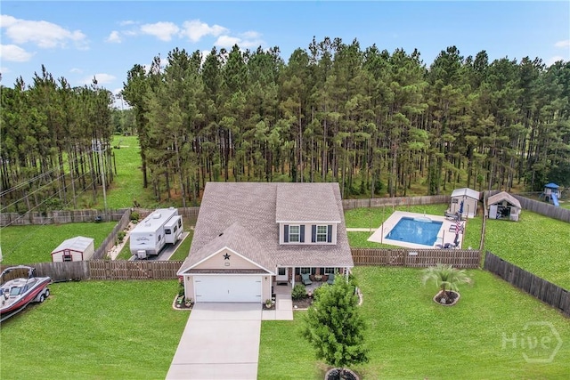 161 Laurel Ln, Guyton, GA 31312 - view of subject property with a forest and a pool area
