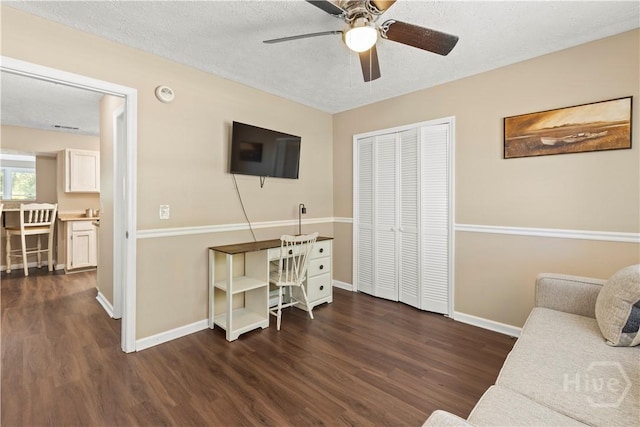 310 Mapmaker Ln, Savannah, GA 31410 - office space featuring dark wood-style flooring, ceiling fan, and a textured ceiling