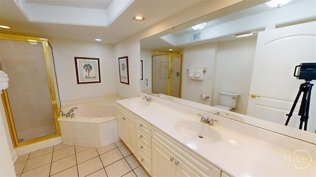 1609 Strand Ave Unit 306, Tybee Island, GA 31328 - full bath with tile patterned floors, a bath, a shower stall, recessed lighting, and double vanity