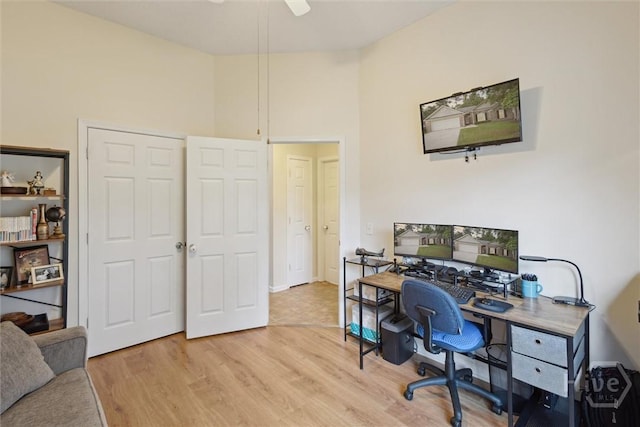 226 Silver Brook Cir, Pooler, GA 31322 - office area with light wood finished floors and ceiling fan