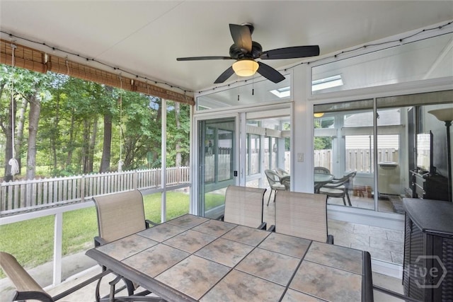 226 Silver Brook Cir, Pooler, GA 31322 - sunroom / solarium featuring outdoor dining area and a ceiling fan