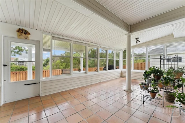 7 River Rock Rd, Savannah, GA 31419 - unfurnished sunroom with healthy amount of natural light and vaulted ceiling