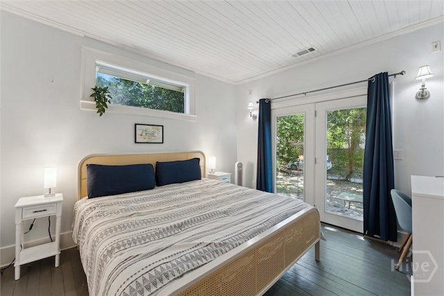 1405 E 51st St, Savannah, GA 31404 - bedroom with access to outside, multiple windows, wood-type flooring, and ornamental molding