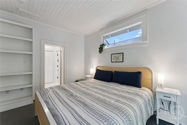 1405 E 51st St, Savannah, GA 31404 - bedroom with dark wood-type flooring, ornamental molding, and wood ceiling