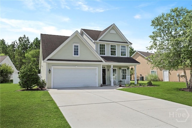 28 Cross Gate Ct, Pooler, GA 31322 - traditional home with driveway, a porch, a front lawn, and an attached garage